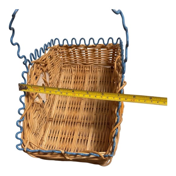 Rustic Farmhouse Market Beachy Basket Oval Tropical Fish Woven Wicker Handle - Picture 10 of 16